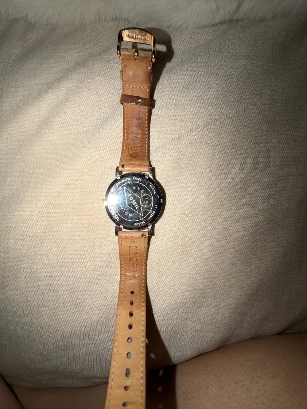 Fossil Women’s Brown Leather Strap Watch with Iridescent Crystal Dial